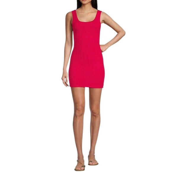 Dress a new day Bright Pink Stretchy Knit Tank Short Dress - Picture 3 of 15